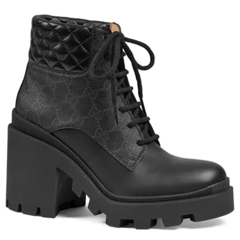 Gucci Women's GG Platform High Block Heel Ankle Boots